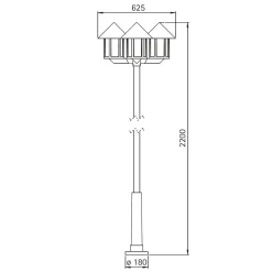 Clearance 2042 Mastleuchte, 3-flg. Stehleuchten