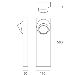 Ciclope LED Pollerleuchte, einseitiger Lichtaustritt Wege/Zufahrten|Terrassen