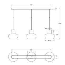 Hot Kino LED Pendelleuchte, 3-flg. Essbereiche|Pendelleuchten