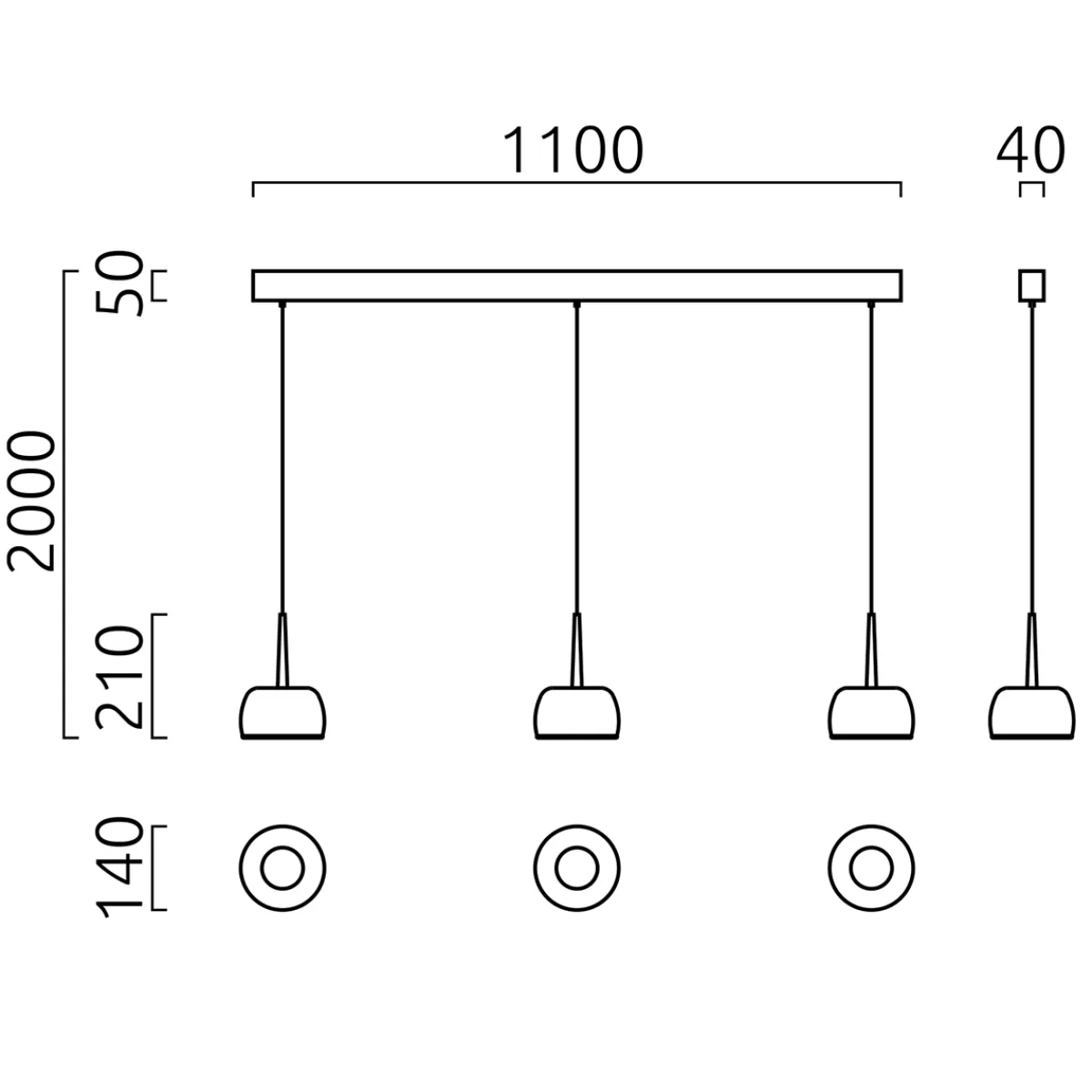 Online Flute LED Pendelleuchte, 3-flg., mit Casambi-Modul Pendelleuchten|Essbereiche