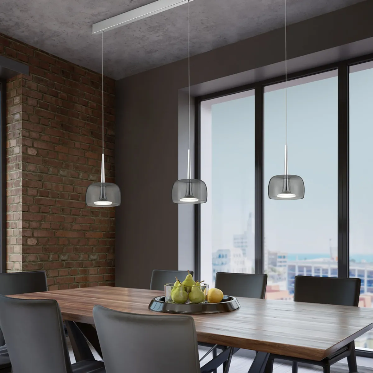 Online Flute LED Pendelleuchte, 3-flg., mit Casambi-Modul Pendelleuchten|Essbereiche