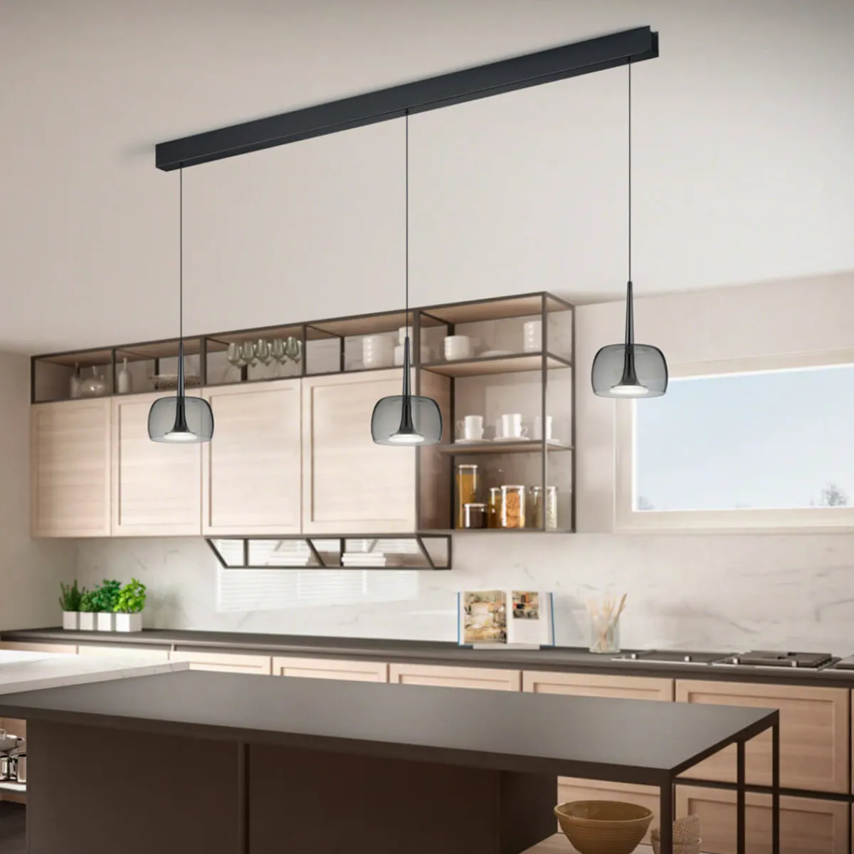 Online Flute LED Pendelleuchte, 3-flg., mit Casambi-Modul Pendelleuchten|Essbereiche