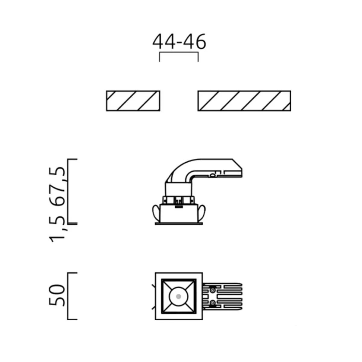 Discount Pic LED Deckeneinbaustrahler, eckig, weiß - schwarz Strahler & Spots|Deckenleuchten