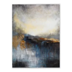 Outlet Gemälde Abstrakt in Gold und Blau, 120 x 90 cm Bilder|Flur