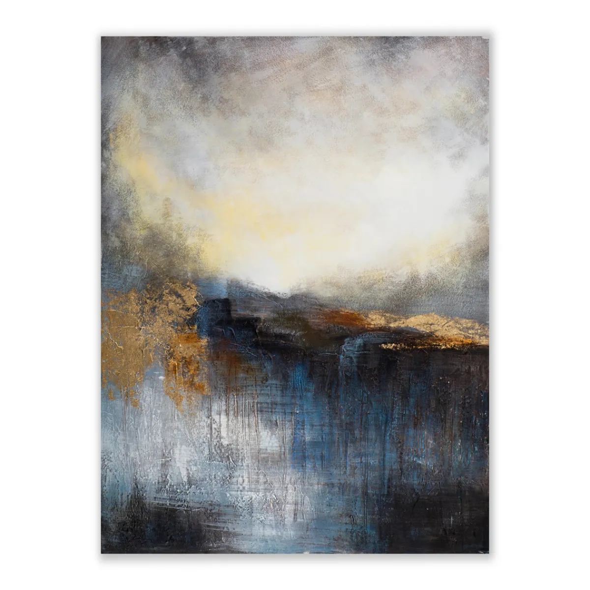 Outlet Gemälde Abstrakt in Gold und Blau, 120 x 90 cm Bilder|Flur