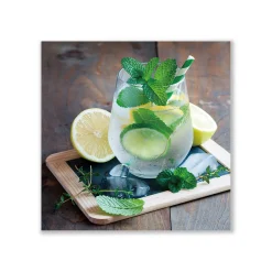 Glasbild Digitaldruck Cocktail mit Zitronen, 60 x 60 cm Bilder|Wohnzimmer