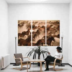 Glasbild Digitaldruck Wildpferde II, 3er-Set, 120 x 180 cm Bilder|Flur