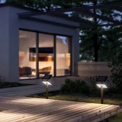 Sale Heliostepper LED Akku-Solarleuchte mit Erdspieß Terrassen|Strahler & Scheinwerfer