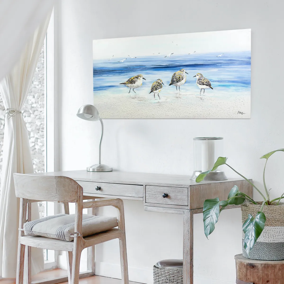 Online Ölbild Möwen am Strand, 70 x 140 cm Bilder|Flur