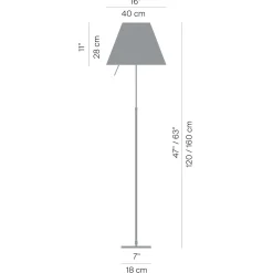 New Costanza Terra Teleskop mit Touchdimmer und Diffusor Stehleuchten