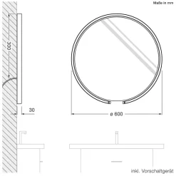 Outlet Mito sfera 60 wide Wand- / Spiegelleuchte, Spiegel klar Spiegel|Hotellerie