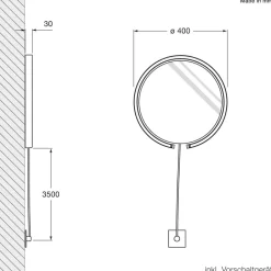 Hot Mito sfera corda 40 wide Wand- / Spiegelleuchte, Spiegel getönt Spiegel|Hotellerie