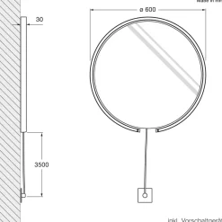 Clearance Mito sfera corda 60 wide Wand- / Spiegelleuchte, Spiegel klar Spiegel|Hotellerie