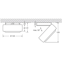 New Piu R alto Volt B Deckenstrahler, 3000 K Downlights|Strahler