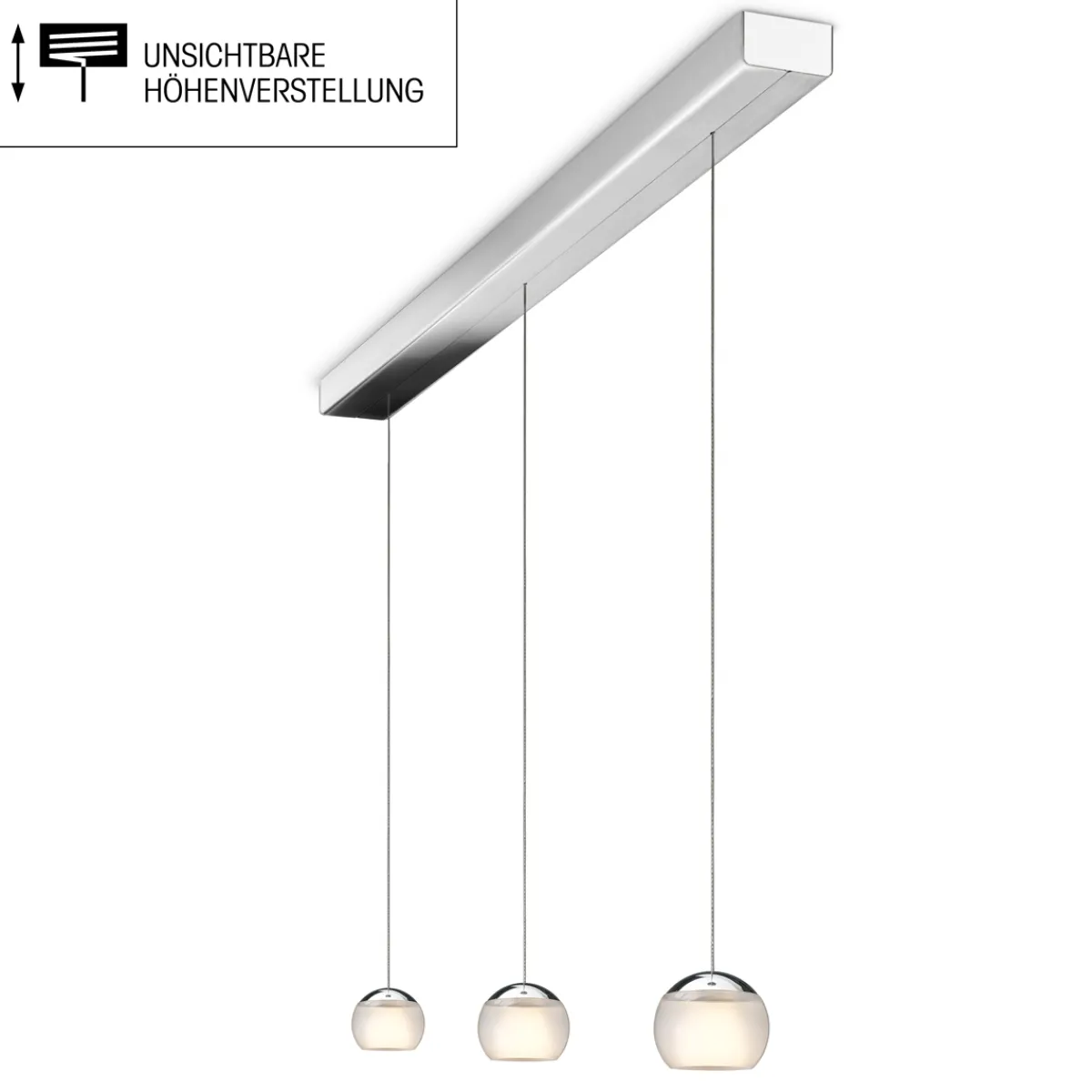 New Balino LED Pendelleuchte, 3-flg., unsichtbare Höhenverstellung, Baldachin: Chrom Pendelleuchten|Essbereiche