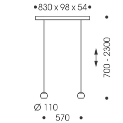 Outlet Balino LED Pendelleuchte, 2-flg., unsichtbare Höhenverstellung, Baldachin: Chrom Pendelleuchten|Pendelleuchten