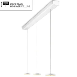 Hot Decent LED Pendelleuchte, 3-flg., TW, unsichtbare Höhenverstellung, Baldachin: weiß matt Pendelleuchten|Pendelleuchten