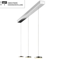 Outlet Decent LED Pendelleuchte, 3-flg., TW, unsichtbare Höhenverstellung, Baldachin: Chrom Pendelleuchten|Pendelleuchten