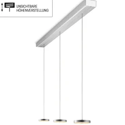 New Decent LED Pendelleuchte, 3-flg., TW, unsichtbare Höhenverstellung, Baldachin: Alu gebürstet Pendelleuchten|Pendelleuchten