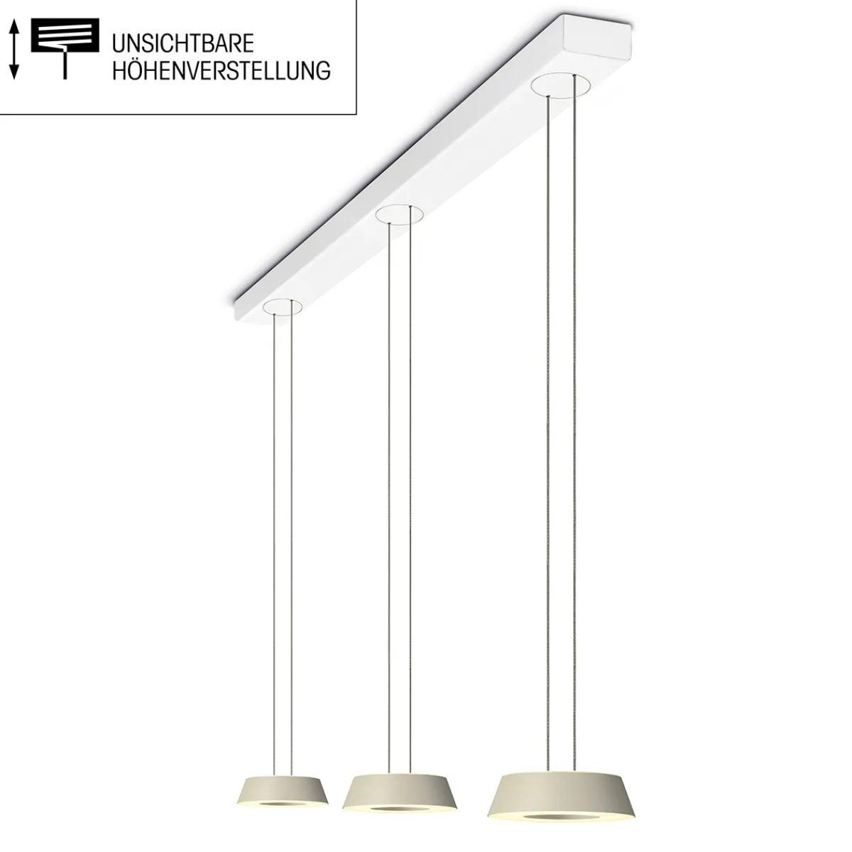 New Glance LED Pendelleuchte, 3-flg., unsichtbare Höhenverstellung Essbereiche|Pendelleuchten