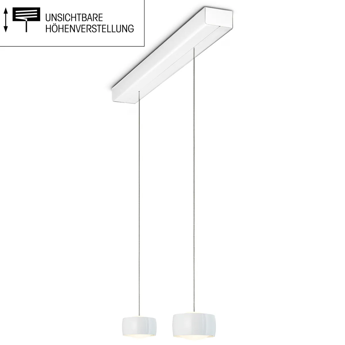 Hot Grace LED Pendelleuchte, 2-flg., TW, unsichtbare Höhenverstellung, Baldachin: weiß matt, Abverkaufsware Pendelleuchten