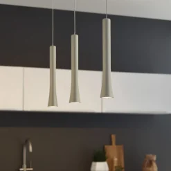 Online Rio LED Pendelleuchte, 3-flg., unsichtbare Höhenverstellung, Baldachin: Alu gebürstet Pendelleuchten|Essbereiche