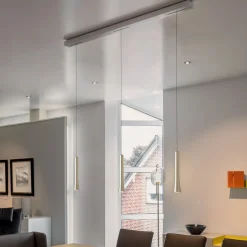 Online Rio LED Pendelleuchte, 3-flg., unsichtbare Höhenverstellung, Baldachin: Alu gebürstet Pendelleuchten|Essbereiche