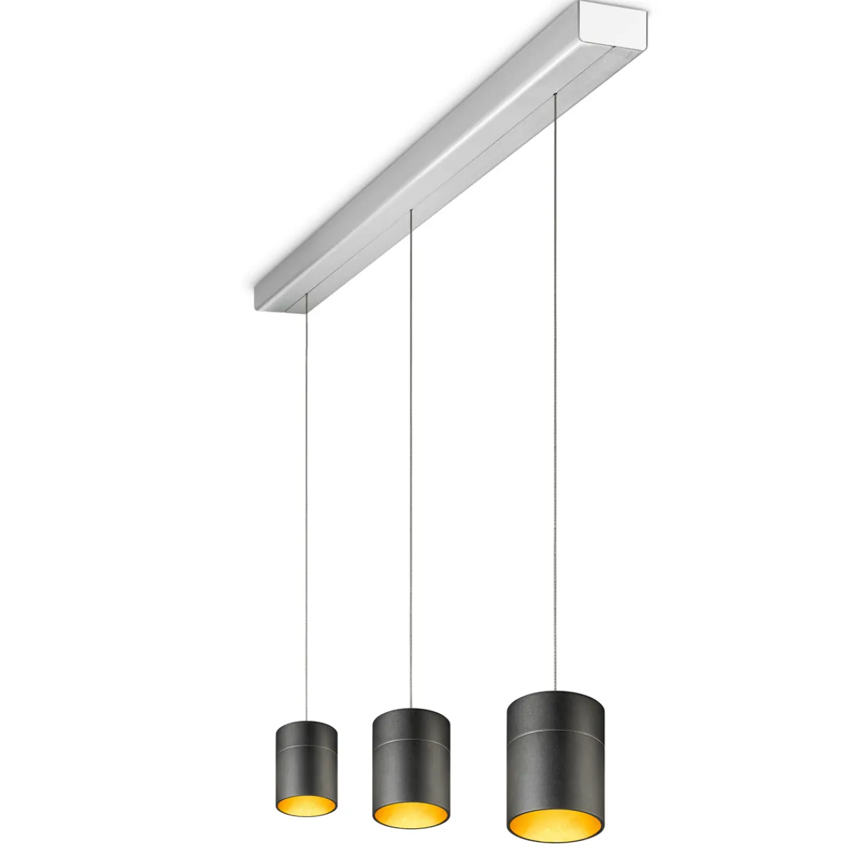 Discount Tudor M LED Pendelleuchte, 3-flg., TW, unsichtbare Höhenverstellung, Baldachin: Alu gebürstet Pendelleuchten|Pendelleuchten