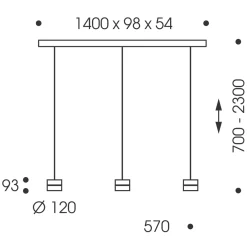 Outlet Tudor S LED Pendelleuchte, 3-flg., TW, unsichtbare Höhenverstellung, Baldachin: Chrom Pendelleuchten|Pendelleuchten
