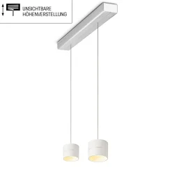 Hot Tudor S LED Pendelleuchte, 2-flg., TW, unsichtbare Höhenverstellung, Baldachin: Alu gebürstet Pendelleuchten|Essbereiche