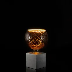 Outlet Cubic Tischleuchte mit LED Floating Globe 150 twisted smokey grau Dekoration|Tischleuchten