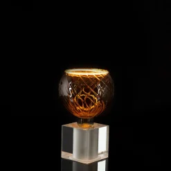 Outlet Cubic Tischleuchte mit LED Floating Globe 150 twisted smokey grau Dekoration|Tischleuchten