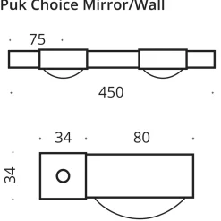 Clearance Puk Choice Mirror / Wall Wandleuchte, 45 cm Badezimmer|Wandleuchten