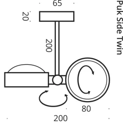 Clearance Puk Mini Side Twin Ceiling Deckenleuchte, 20 cm, Gehäuse Wohnzimmer|Flur