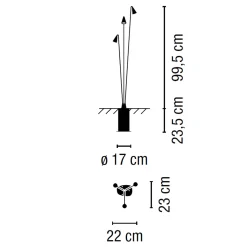 Brisa LED Außenleuchte, 3-flg. Terrassen|Grünflächen
